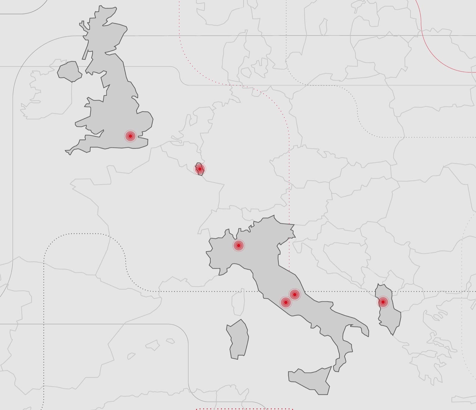 Map of the Armundia offices in Europe
